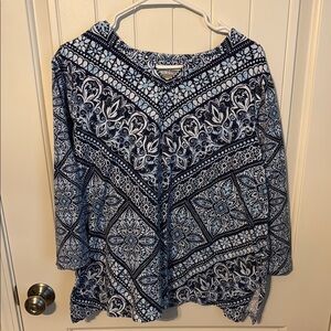 Alfred dunner Navy and White Patterned Women's Top 1X